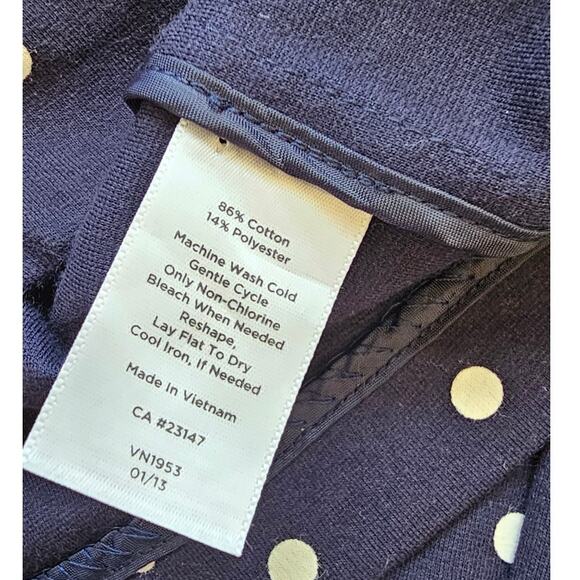 Talbots Women Two Button Front Office Polka Dot Blazer Jacket Size XL Navy Cream - Picture 6 of 6